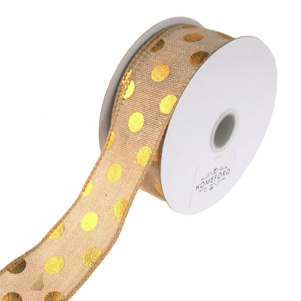 Embossed Dots Soft Canvas Ribbon Wired Edge, 10 Yards