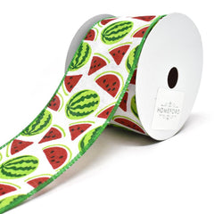 Watermelon Printed Wired Canvas Ribbon, 2-1/2-Inch, 10-Yard