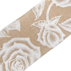 Iridescent White Roses Glitter Ribbon, 2-1/2-Inch, 10-yard