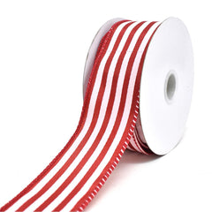 Cabana Stripes Satin Wired Ribbon, 10 Yards