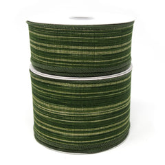 Green Leaf Stripes Woven Wired Ribbon, 10 Yards