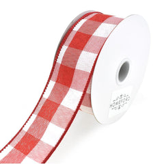 Woven Buffalo Plaid Wired Edge Christmas Ribbon, 1-1/2-Inch, 10-Yard