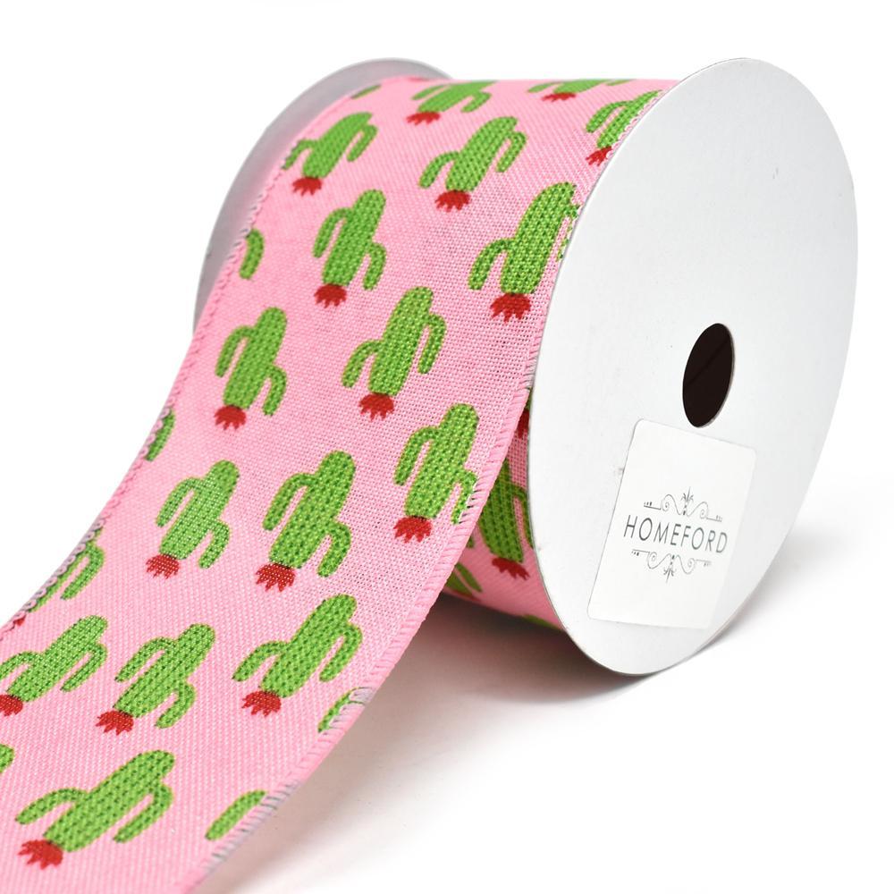 Deco Cactus Wired Linen Ribbon, 2-1/2-Inch, 10-Yard
