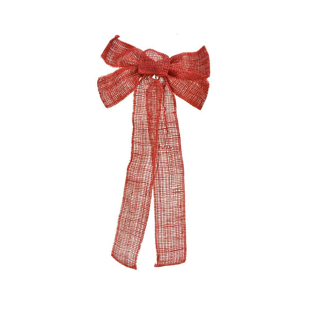 Burlap Jute Bow Christmas Ribbon, Red, 2-1/2-Inch