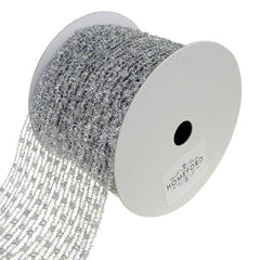 Metallic Tinsel Wired Diamond Netting Mesh Christmas Ribbon, 10 Yards