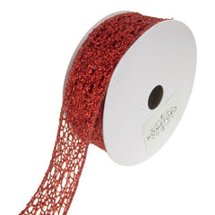 Open Weave Metallic Glitter Tinsel Mesh Christmas Ribbon, 10 Yards