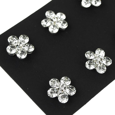 Daisy Flower Rhinestone Accessories, Clear, 3/4-Inch, 10-Piece