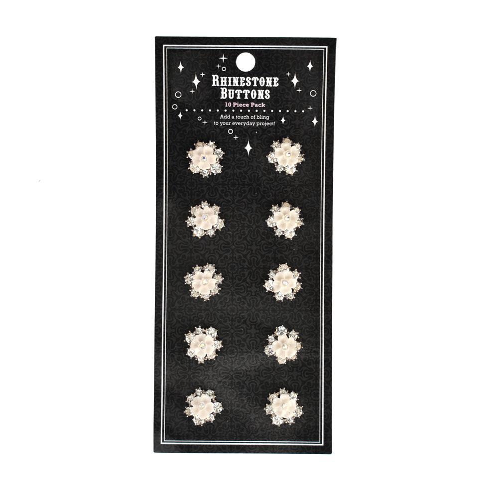Floral Cluster Rhinestone Buttons, 10-Count