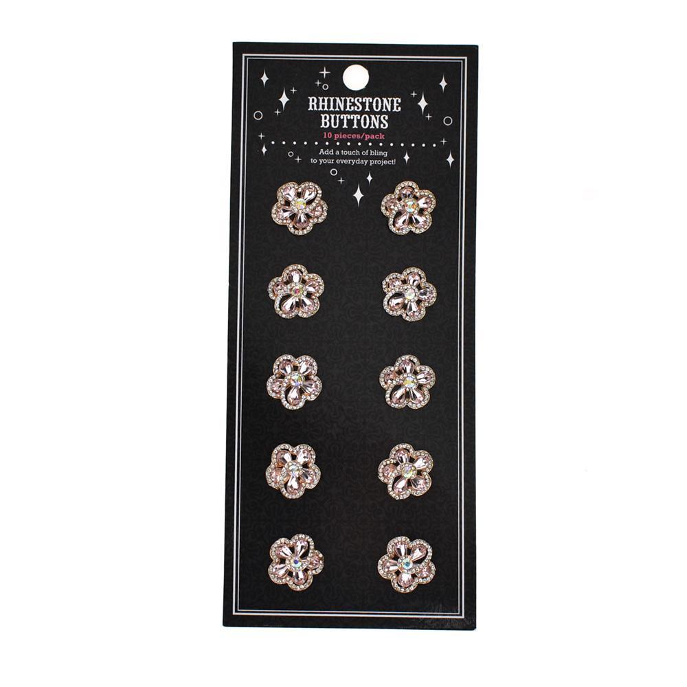 Cherry Blossom Rhinestone Buttons, 10-Count