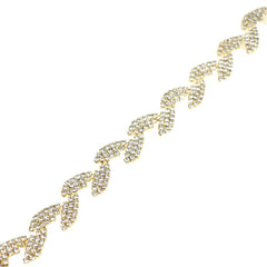 Shining Leaves Crystal Rhinestone Jewel Trim, Gold, 5/8-Inch, 3-Yard