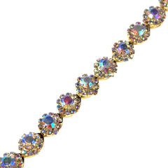 Aurora Borealis AB Crystal Rhinestone Jewel Trim, 3/8-inch, Iridescent Gold