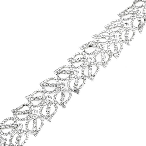 Rose Petal Crystal Rhinestone Jewel Trim, Silver, 1-1/4-Inch, 1-Yard