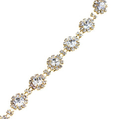 Sunflower Crystal Rhinestone Jewel Trim, Gold, 1/2-Inch, 3-Yard