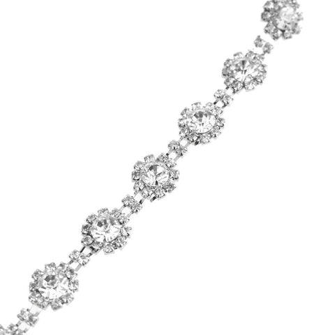 Sunflower Crystal Rhinestone Jewel Trim, Silver, 1/2-Inch, 1-Yard