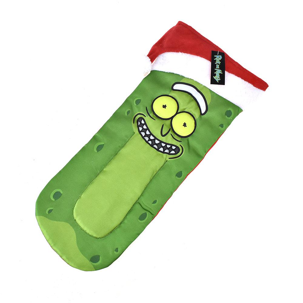 Pickle Rick with Santa Hat Stocking, 19-Inch