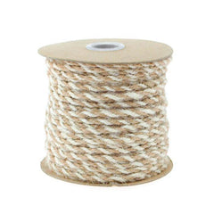 Bi-Colored Jute Twine Cord Rope Ribbon, 5/64-Inch or 2.5 mm, 50-Yard