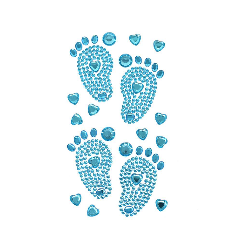 Baby Shower Footprints Rhinestone Stickers, 2-7/8-Inch, 15-Piece
