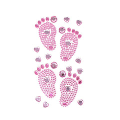 Baby Shower Footprints Rhinestone Stickers, 2-7/8-Inch, 15-Piece