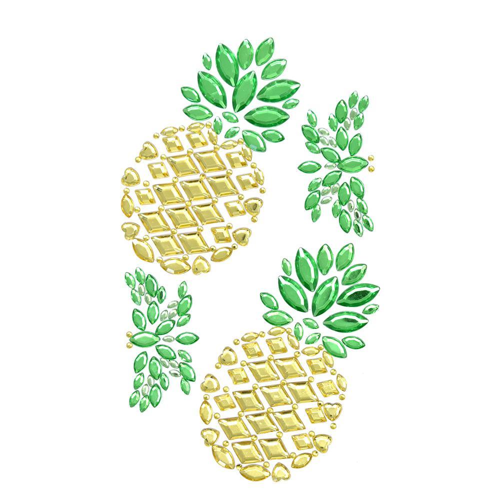 Pineapple Rhinestone Stickers, Assorted, 4-Piece