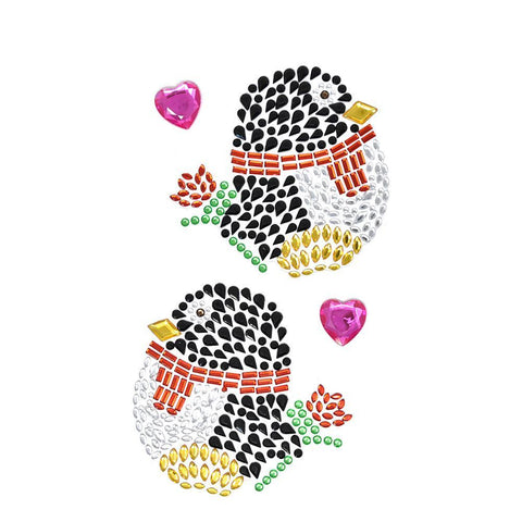 Penguins and Hearts Rhinestone Stickers, Assorted, 4-Piece