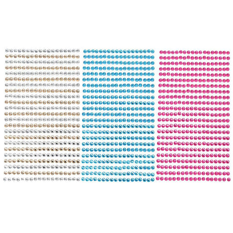 Round Rhinestone Gems Sticker Strips, 1/8-inch, 23-count