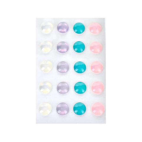 Round Acrylic Iridescent Stone Stickers, 20-Piece