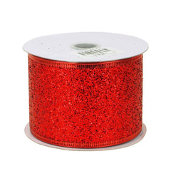 Glitter Christmas Ribbon Wired Edge, 2-1/2-Inch, 10 Yards