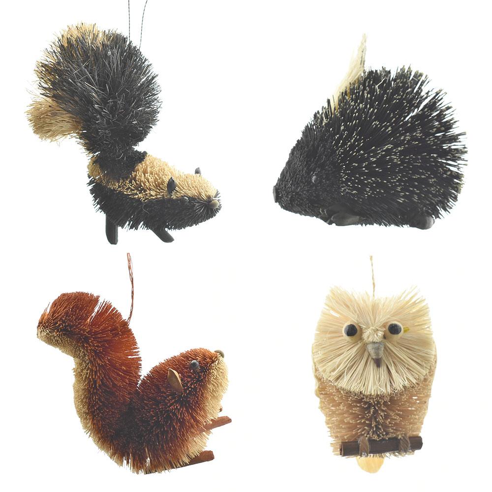 Woodland Buri Animal Ornaments, 4-Piece