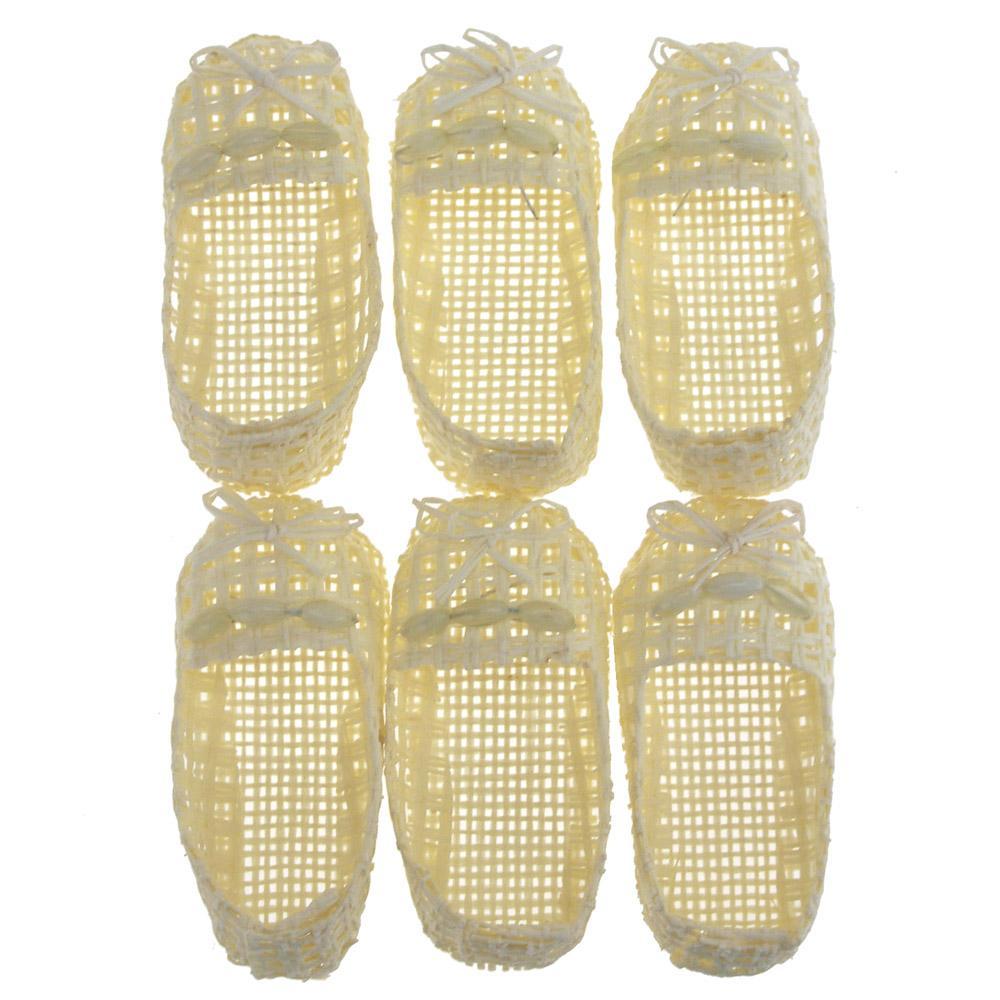 Mini Woven Favor Bags, Baby Shoes, Ivory, 3-Inch, 6-Piece