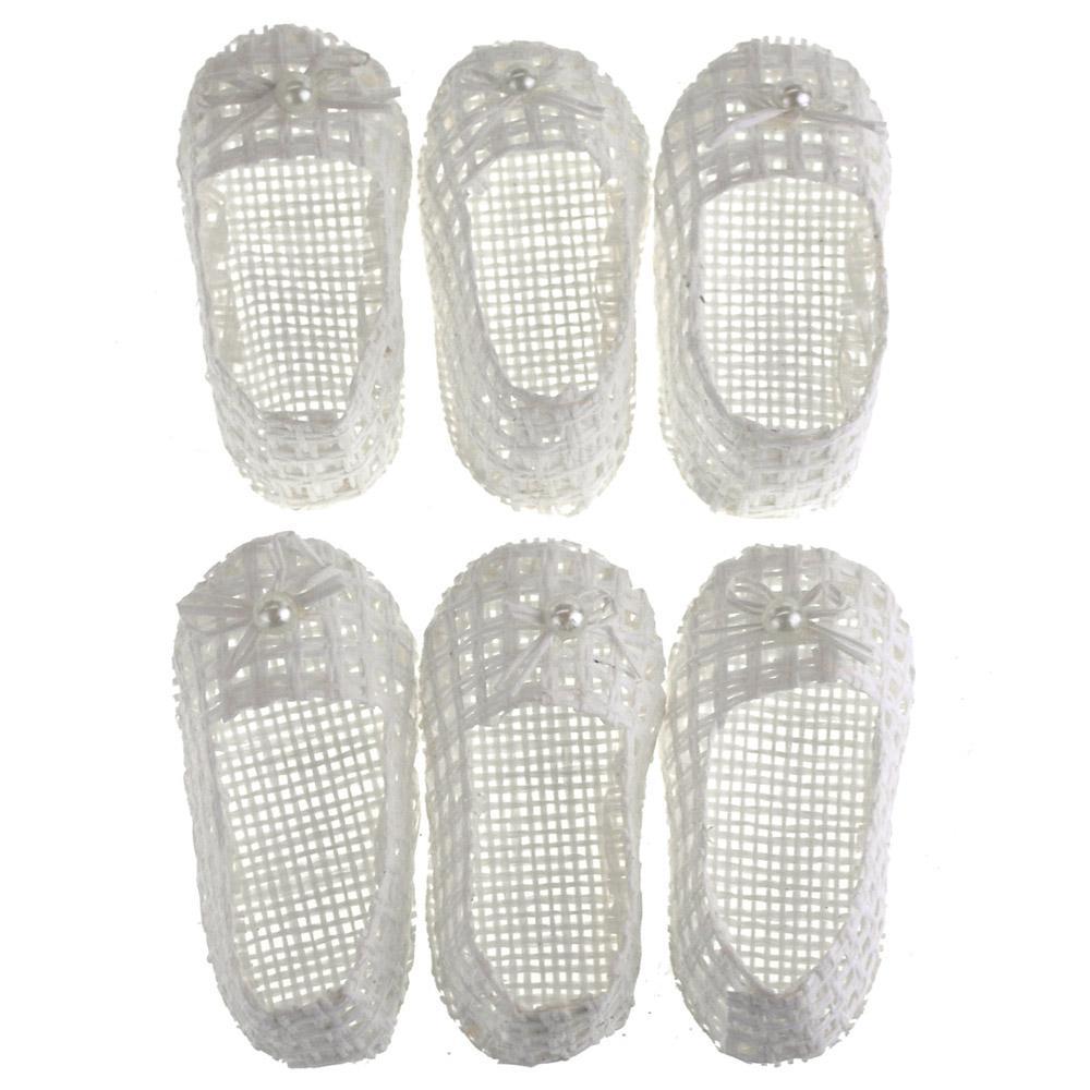 Mini Woven Favor Bags, Baby Shoes, White, 3-Inch, 6-Piece