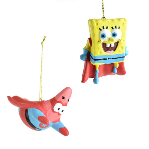 Hero Spongebob and Patrick Christmas Ornaments, 3-Inch, 2-Piece