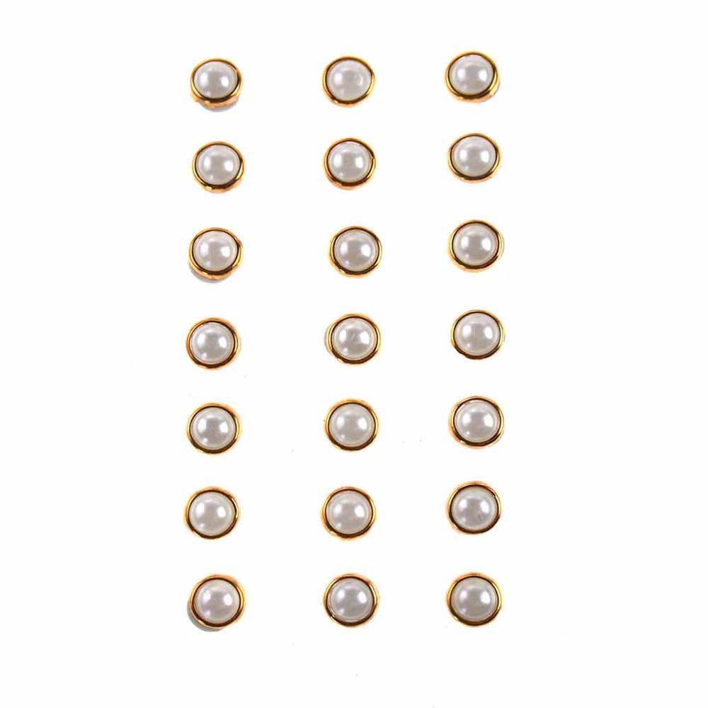 Plastic Pearl Accents Self Adhesive Sticker, Gold, 1/4-Inch, 21-Count