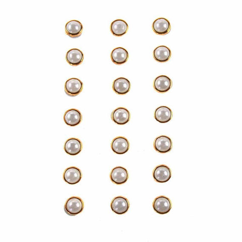 Plastic Pearl Accents Self Adhesive Sticker, Gold, 1/4-Inch, 21-Count