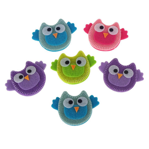 Self-Adhesive Pretty Owls Felt Die Cuts, 2-Inch, 6-Count