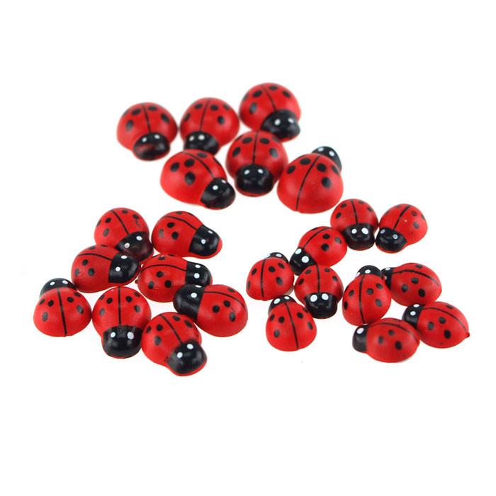 Self Adhesive Lady Bug Plastic Favors, 3 Size, 24-Piece