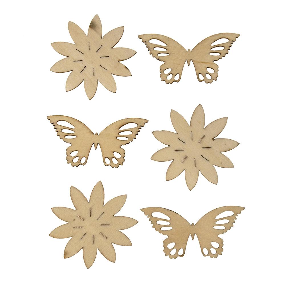 Butterfly Laser Cut Wooden Stickers, Natural,  2-1/4-Inch, 6-Count