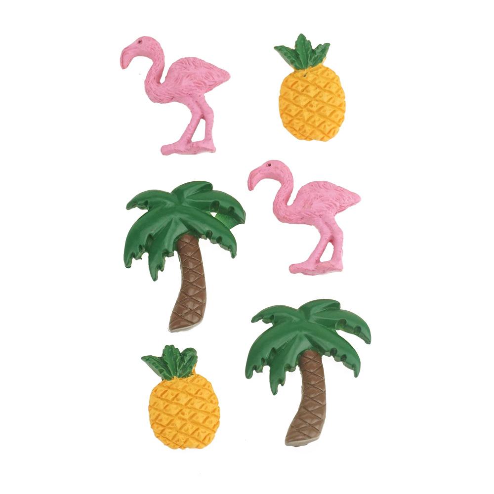 3D Resin Self-Adhesive Flamingo Accents, 6-Piece