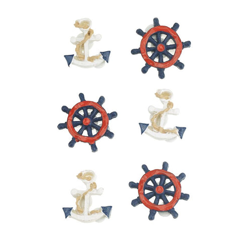 3D Resin Self-Adhesive Nautical Accents, 6-Piece