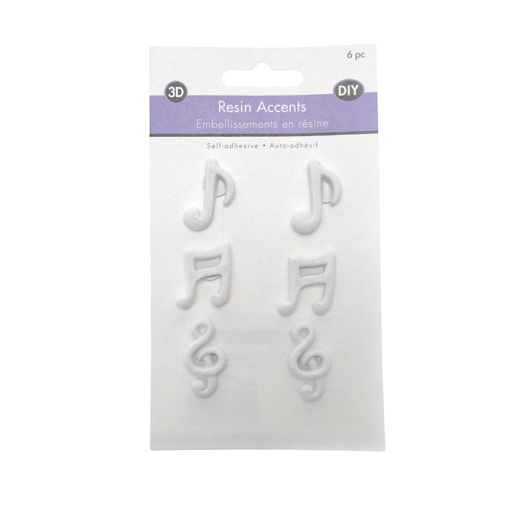 Melody DIY Adhesive Resin Accents, White, 6-Piece