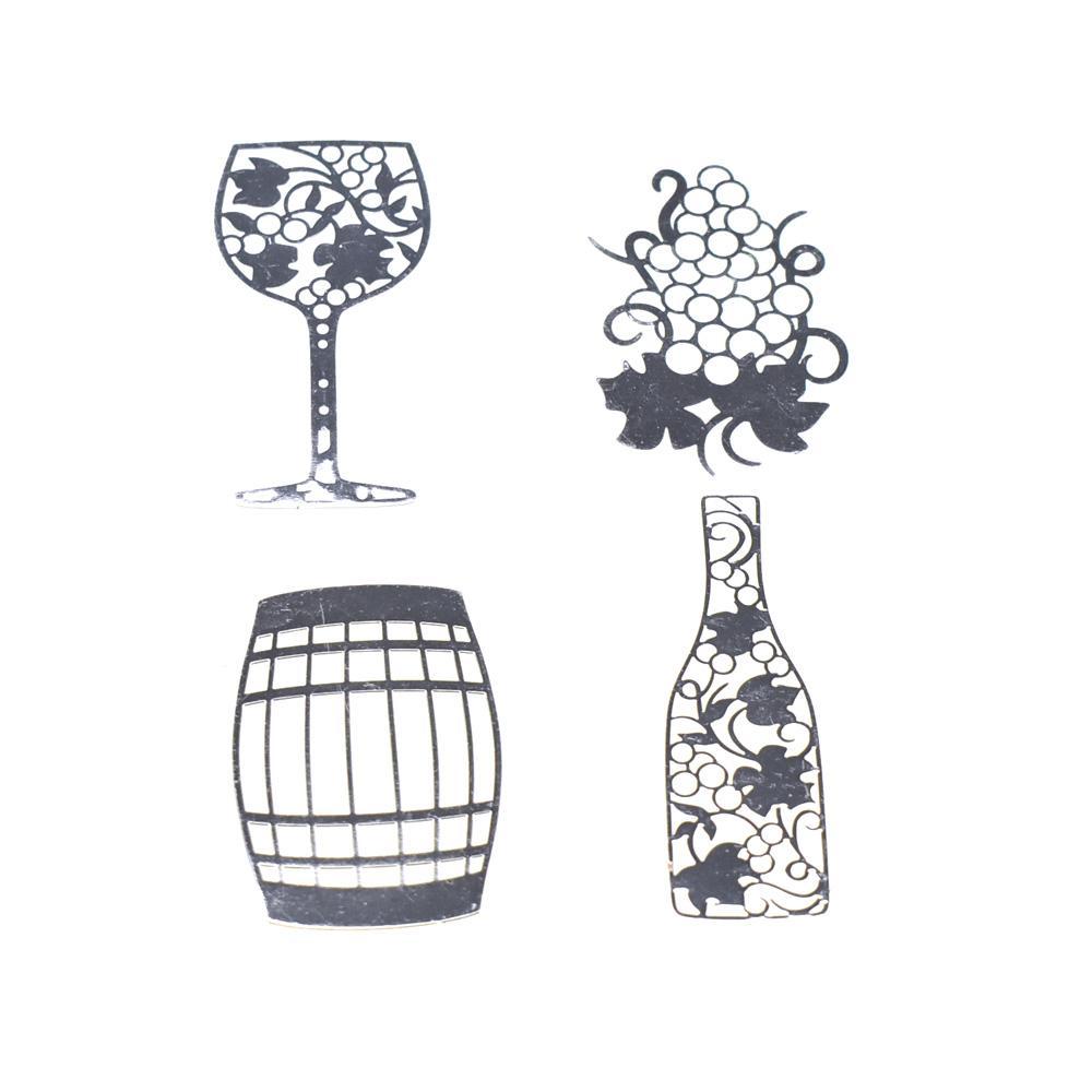 Fine Vineyard Metal Charm Stickers, 4-Piece