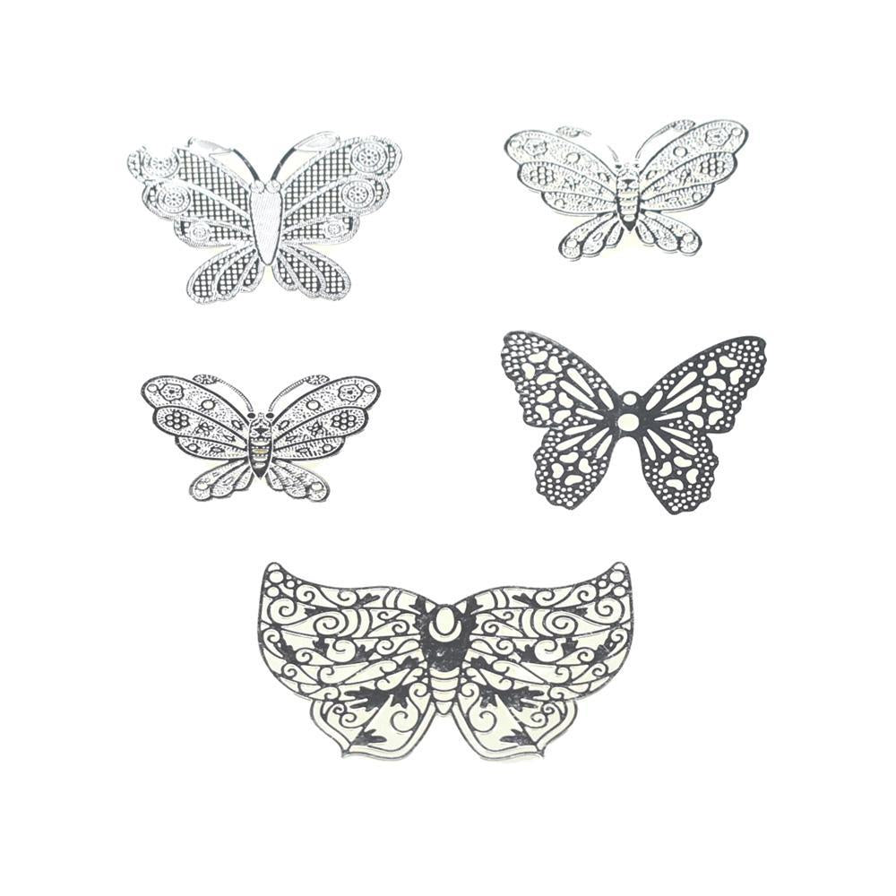 Butterfly Elegance Metal Charm Stickers, 5-Piece