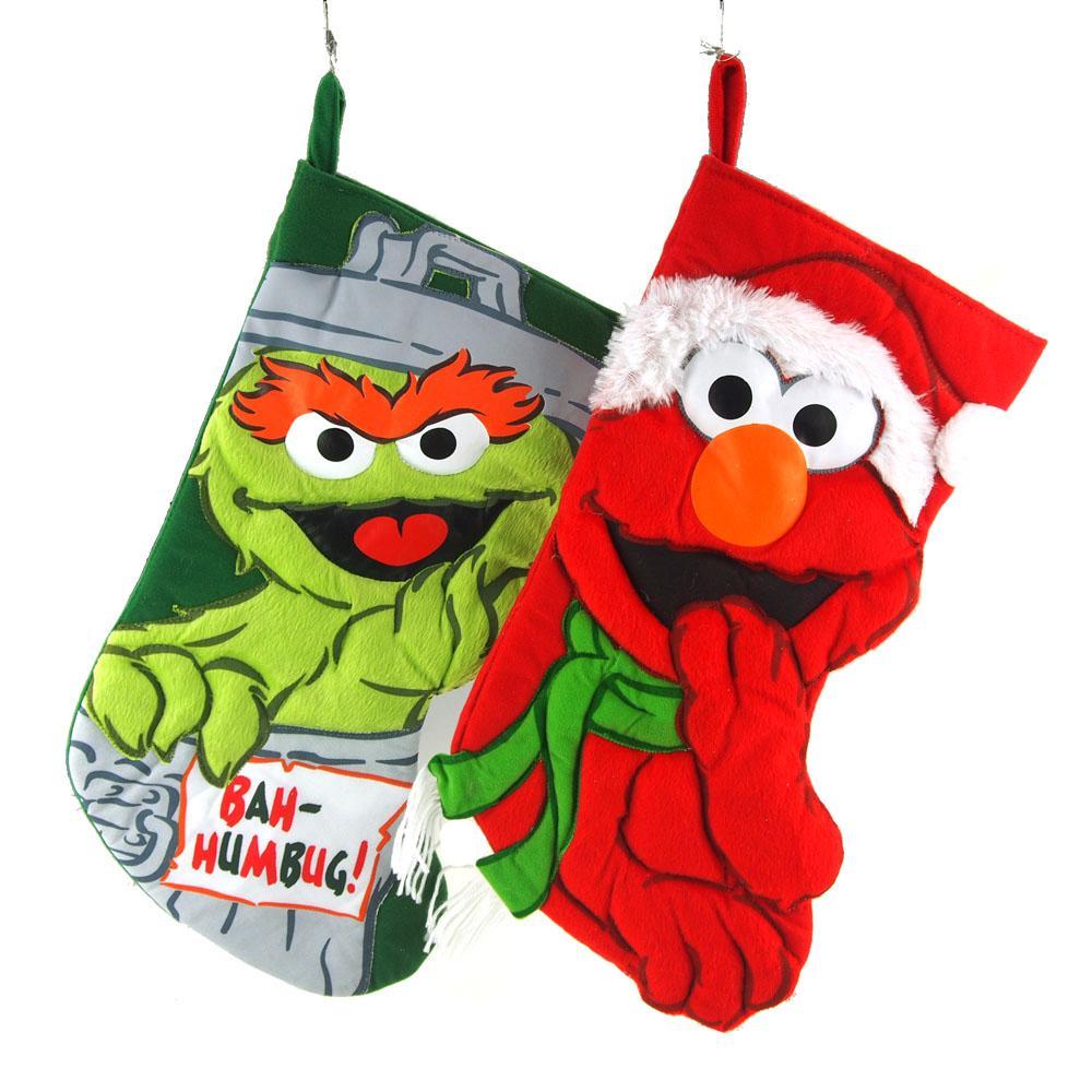 Elmo and Oscar the Grouch Polyester Christmas Stockings, 19-Inch, 2-Piece