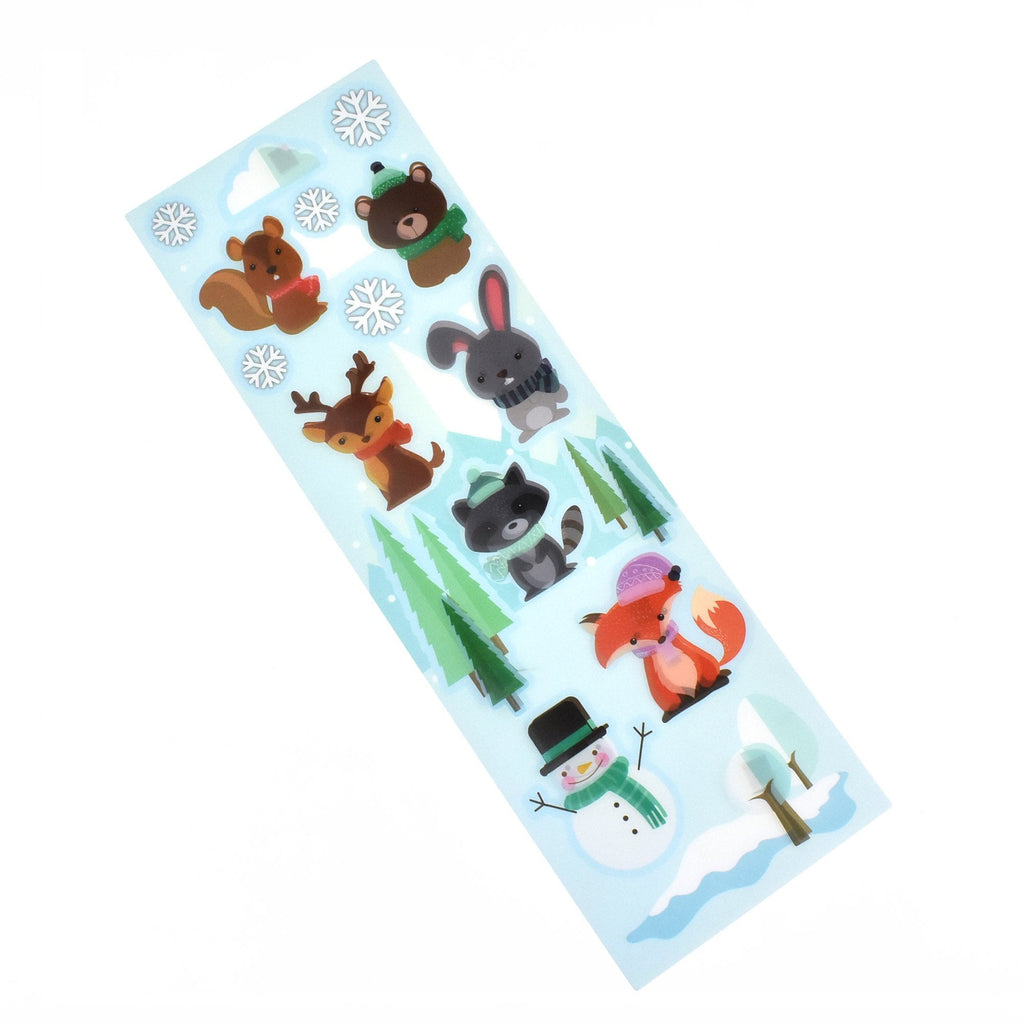 Christmas Winter Wonderland Forest Animal 3D Stickers, 16-Piece