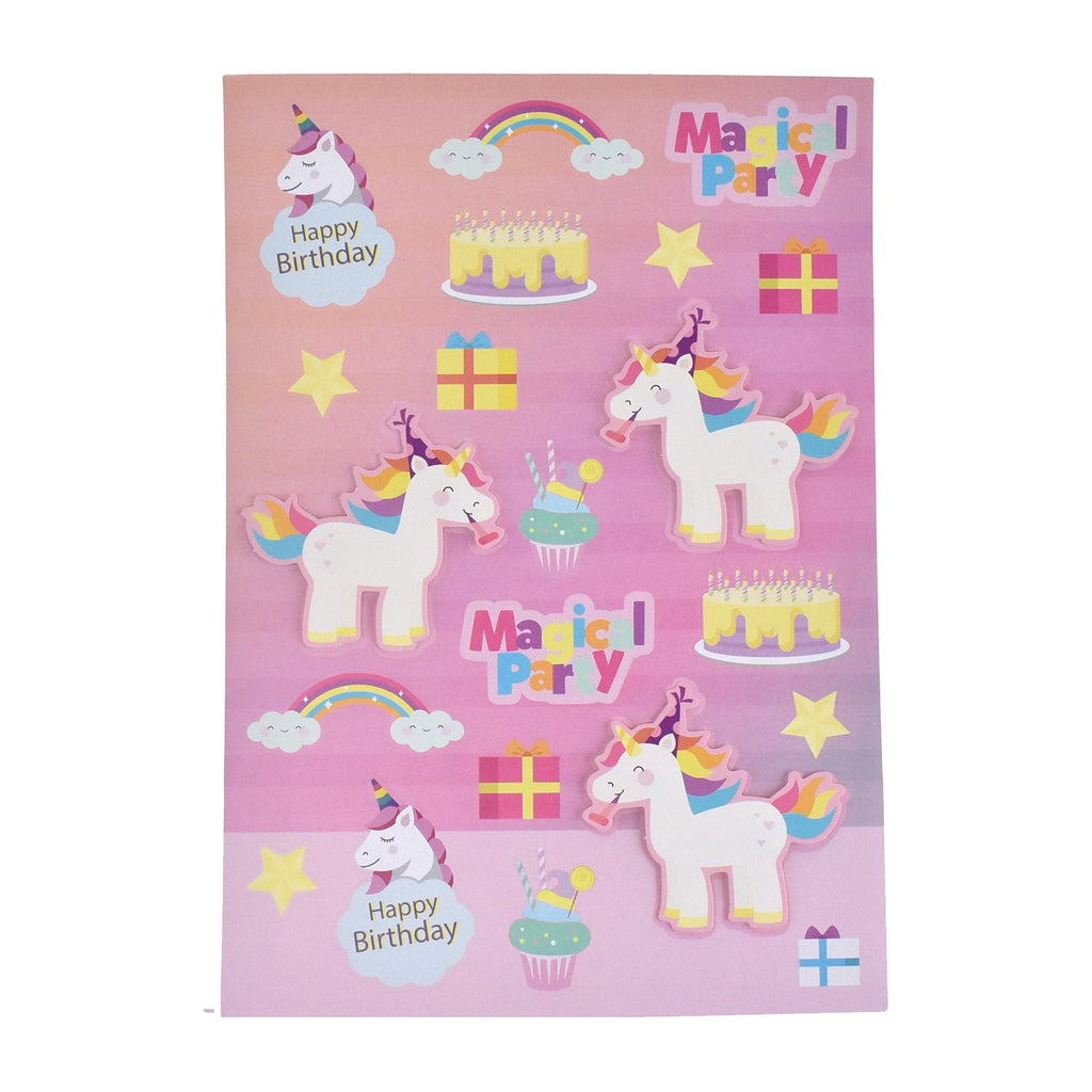 Unicorn "Happy Birthday" Paper Craft Stickers, 21-Piece
