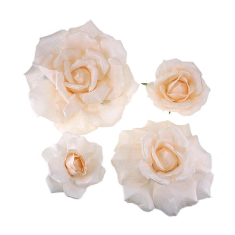 Large Rose Silk Flower, Peach, 4-Piece