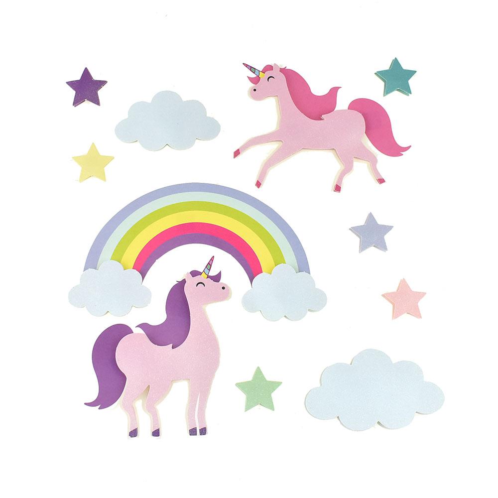 Unicorn and Rainbow 3D Pop-Up Wall Art Stickers, 11-Piece