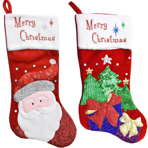 Merry Christmas Stockings, 18-Inch, 2-Piece