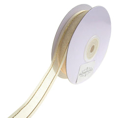 Gold-Lined Satin Edge Organza Ribbon, 25-yard