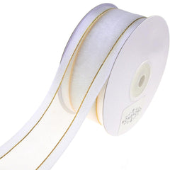 Gold-Lined Satin Edge Organza Ribbon, 25-yard