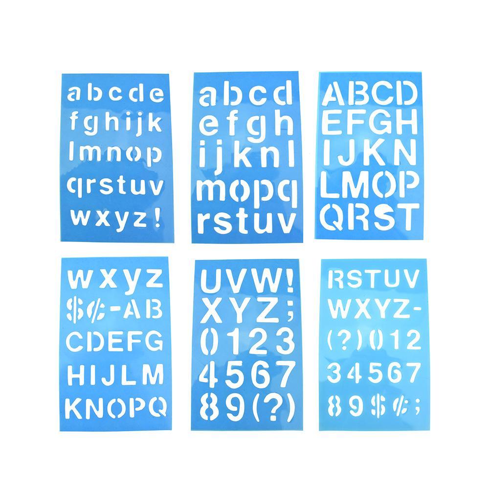 Stencil Letters And Symbols, Blue, 6-7/8-Inch, 6-Piece